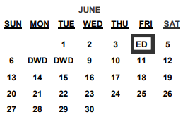 District School Academic Calendar for Rosewood Elementary for June 2021