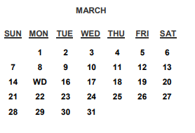 District School Academic Calendar for Fremont Elementary for March 2021