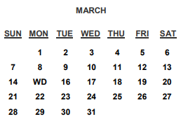 District School Academic Calendar for Southern Academy for March 2021