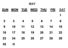 District School Academic Calendar for School Street Elementary for May 2021