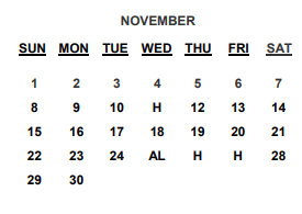 District School Academic Calendar for Goldsboro Middle for November 2020