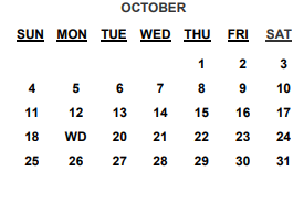 District School Academic Calendar for Spring Creek Elementary for October 2020