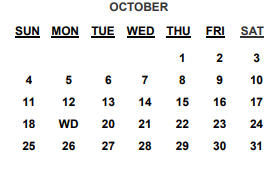 District School Academic Calendar for Brogden Primary for October 2020