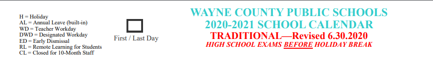 District School Academic Calendar for Southern Wayne High