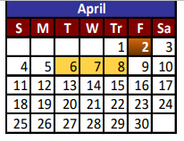 District School Academic Calendar for Del Valle High School for April 2021