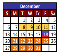 District School Academic Calendar for Plato Academy for December 2020