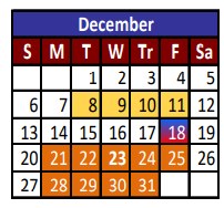 District School Academic Calendar for Desert View Middle School for December 2020