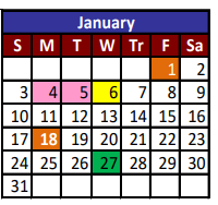 District School Academic Calendar for Alicia R Chacon for January 2021