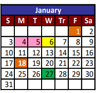 District School Academic Calendar for Cedar Grove Elementary for January 2021