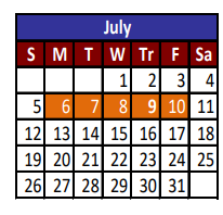 District School Academic Calendar for Hillcrest Middle School for July 2020