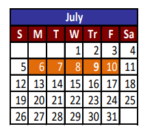 District School Academic Calendar for Mission Valley Elementary for July 2020