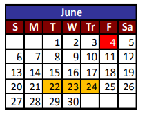 District School Academic Calendar for Desertaire Elementary for June 2021