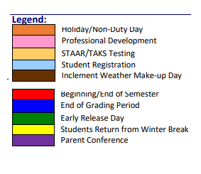 District School Academic Calendar Legend for Alicia R Chacon