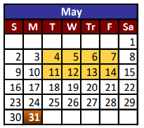 District School Academic Calendar for Adult Community Learning Center for May 2021