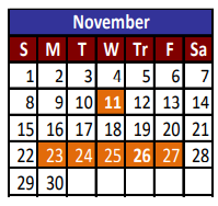 District School Academic Calendar for Cesar Chavez Academy Jjaep for November 2020