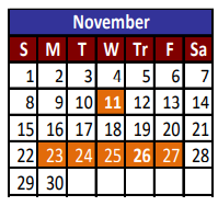 District School Academic Calendar for Cesar Chavez Middle School Jjaep for November 2020