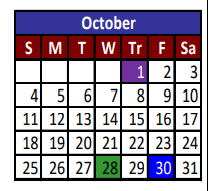 District School Academic Calendar for Riverside High School for October 2020