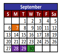 District School Academic Calendar for Cesar Chavez Middle School Jjaep for September 2020