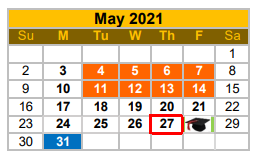 District School Academic Calendar for Zapata H S for May 2021