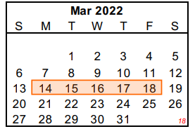 District School Academic Calendar for Day Nursery Of Abilene for March 2022