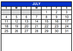 District School Academic Calendar for Bexar Co J J A E P for July 2021