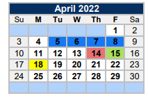 District School Academic Calendar for Alter School for April 2022