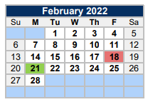 District School Academic Calendar for Alba-golden High School for February 2022