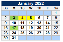 District School Academic Calendar for Alter School for January 2022