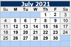 District School Academic Calendar for Alter School for July 2021
