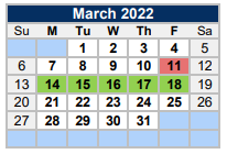 District School Academic Calendar for Alter School for March 2022