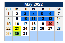 District School Academic Calendar for Alba-golden Elementary for May 2022