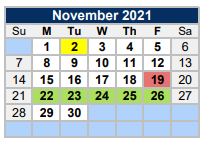 District School Academic Calendar for Alba-golden Elementary for November 2021