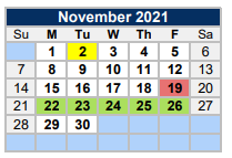 District School Academic Calendar for Alter School for November 2021