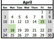 District School Academic Calendar for Taft Middle for April 2022