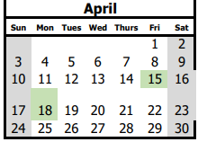 District School Academic Calendar for Youth Build Comm Cha for April 2022