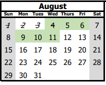 District School Academic Calendar for James Monroe Middle for August 2021