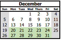 District School Academic Calendar for Eugene Field Elem for December 2021