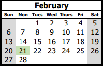 District School Academic Calendar for Twenty-first Century for February 2022