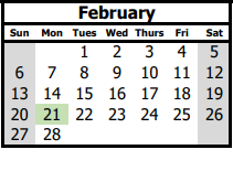 District School Academic Calendar for Roosevelt Middle for February 2022