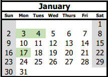 District School Academic Calendar for John Adams Middle for January 2022