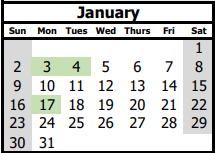 District School Academic Calendar for Collet Park Elem for January 2022