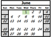 District School Academic Calendar for Hoover Middle for June 2022