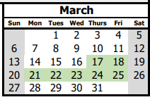 District School Academic Calendar for John Baker Elem for March 2022