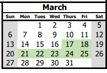 District School Academic Calendar for Roosevelt Middle for March 2022