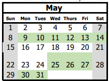District School Academic Calendar for Roosevelt Middle for May 2022