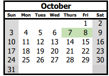 District School Academic Calendar for Mountain Mahogony for October 2021