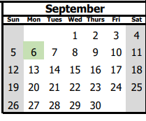 District School Academic Calendar for Chamiza Elementary for September 2021