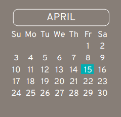 District School Academic Calendar for Aldine Ninth Grade School for April 2022
