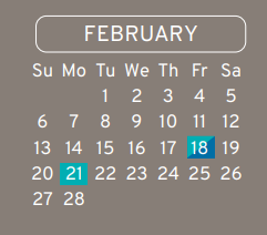 District School Academic Calendar for Escamilla Intermediate for February 2022