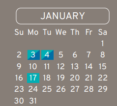 District School Academic Calendar for Escamilla Intermediate for January 2022